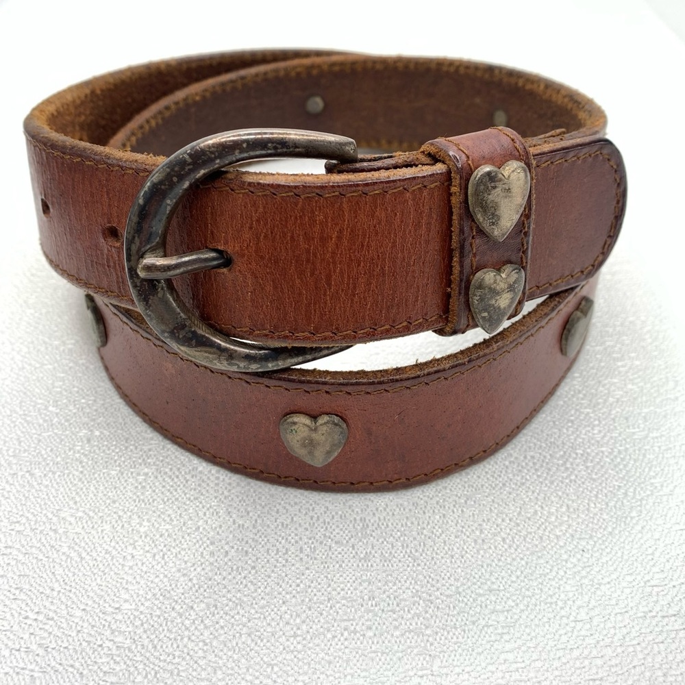 Vintage leather belt with brass hardware